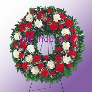 Red and White Funeral Wreath